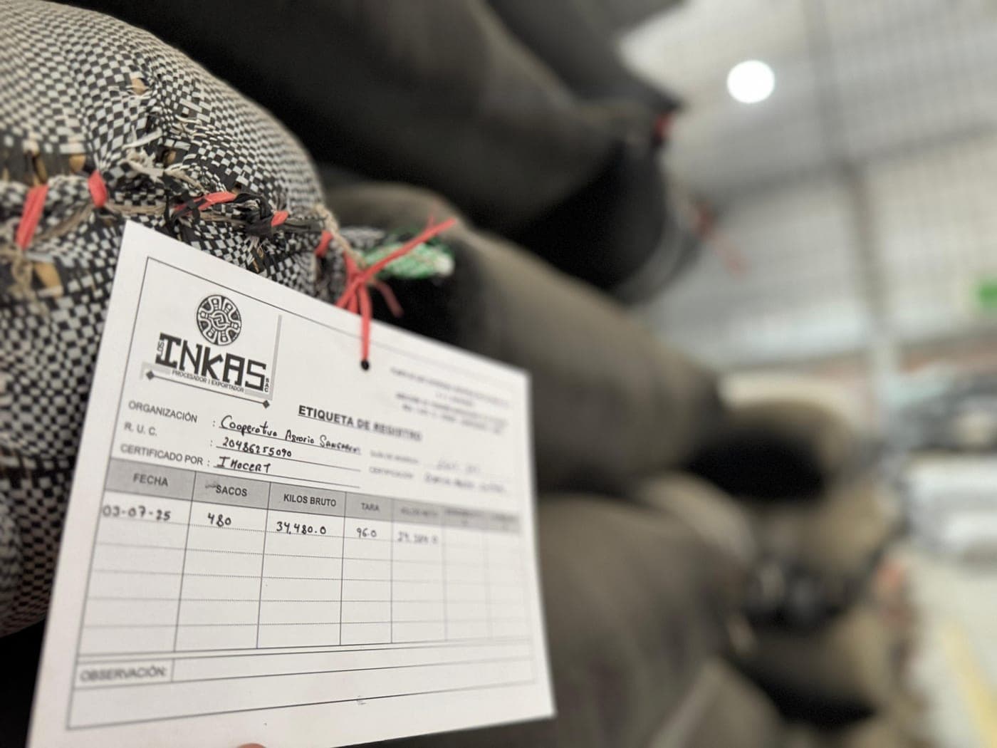 Etiqueta de registro y trazabilidad por lote